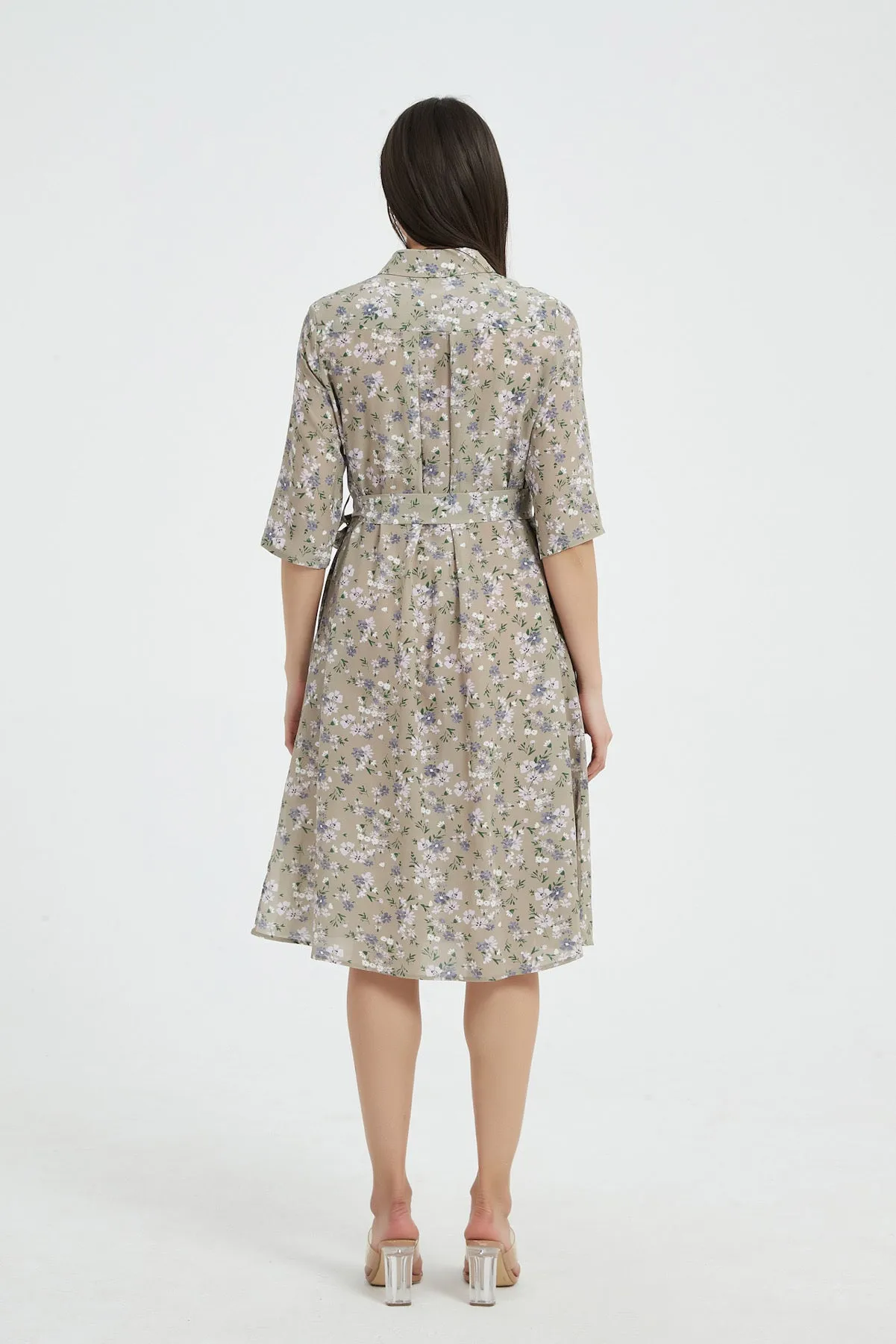 Aerin Floral Washable Silk Shirt Dress