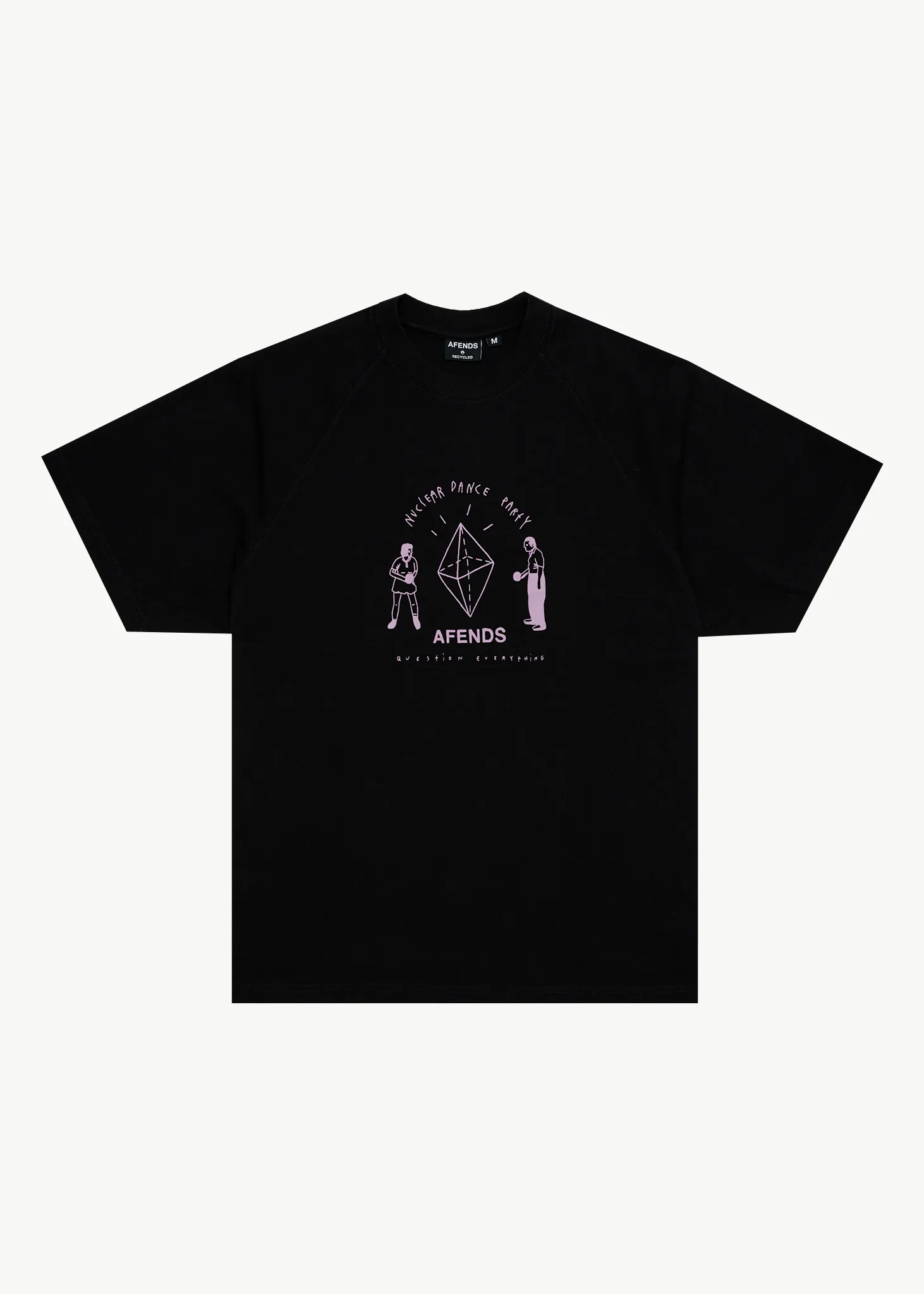 AFENDS Mens Dance Party - Raglan Boxy Fit Tee - Black