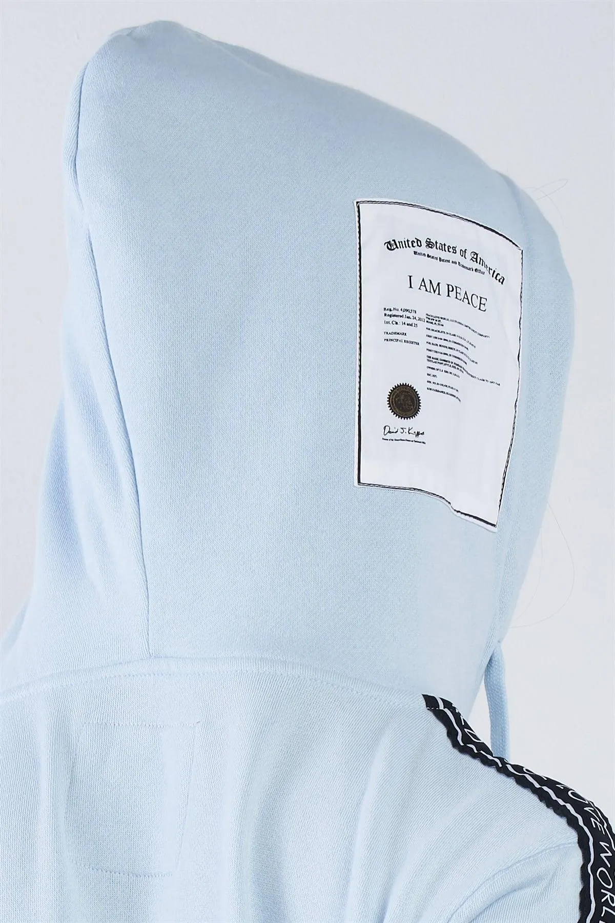 Baby Blue "I Am Peace, All Of Me" Graphic Long Sleeve Hoodie Sweatshirt