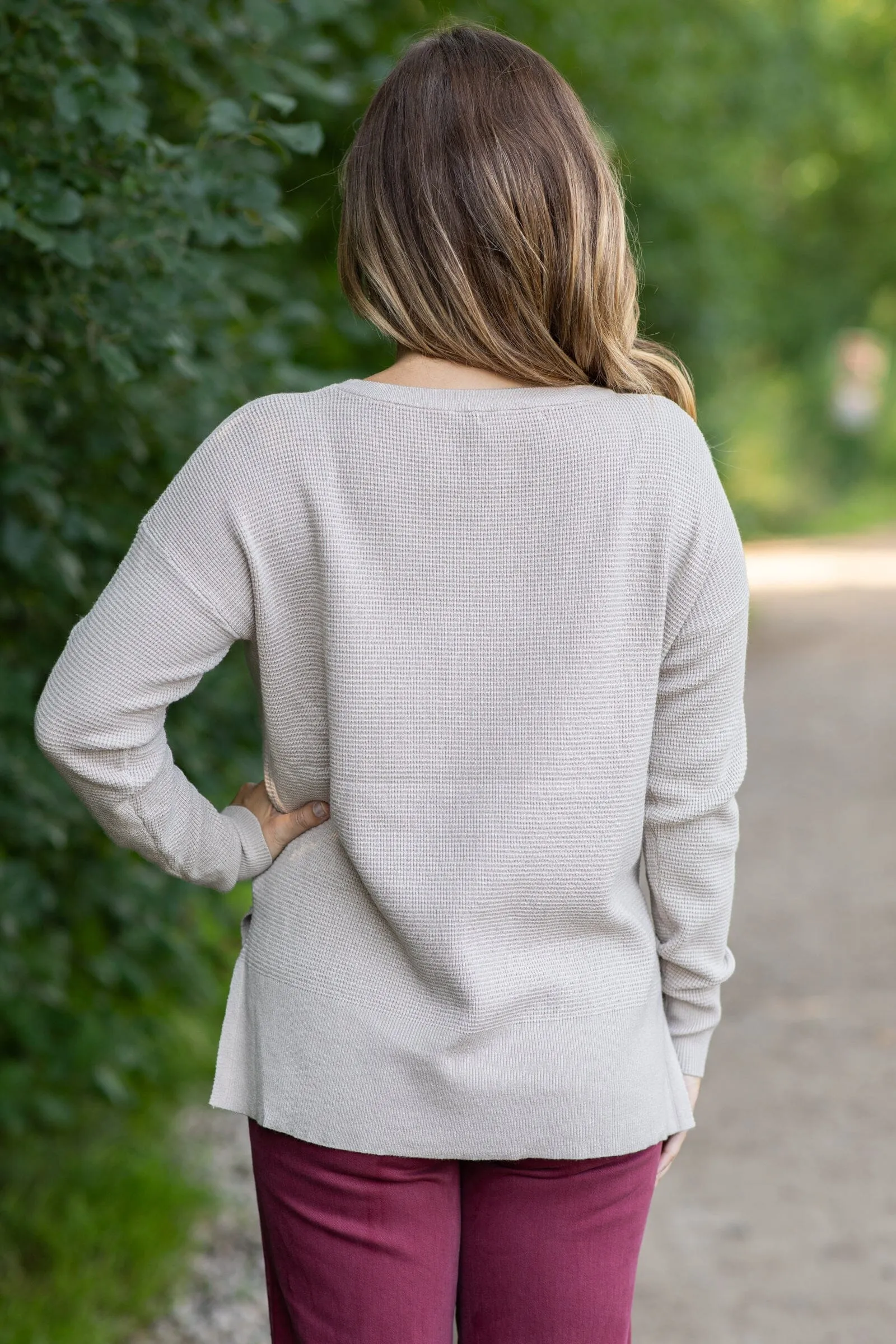 Beige Baby Waffle Knit Sweater