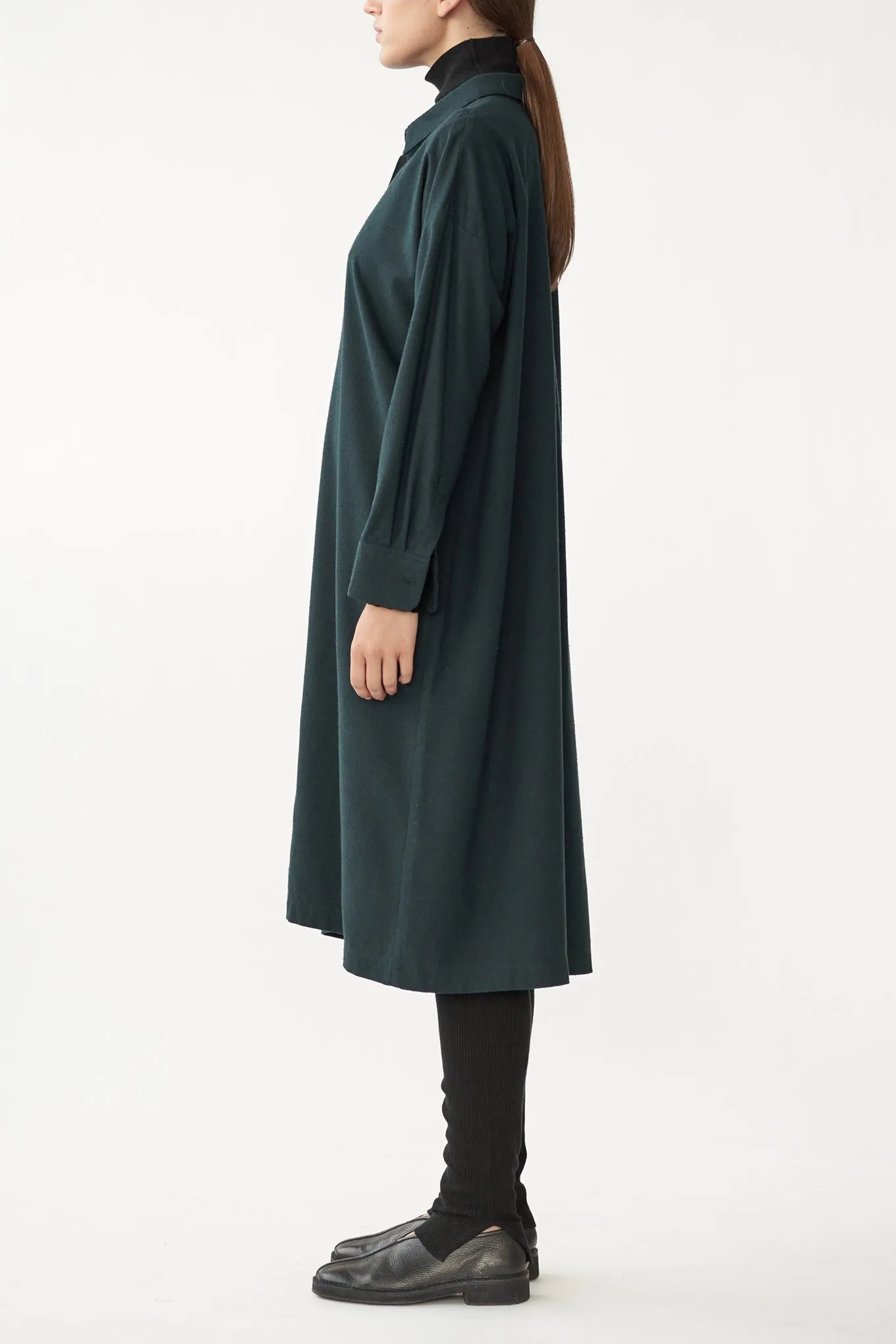 BIANCA LS SHIRT DRESS - JADE GREEN - RAW SILK