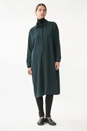BIANCA LS SHIRT DRESS - JADE GREEN - RAW SILK