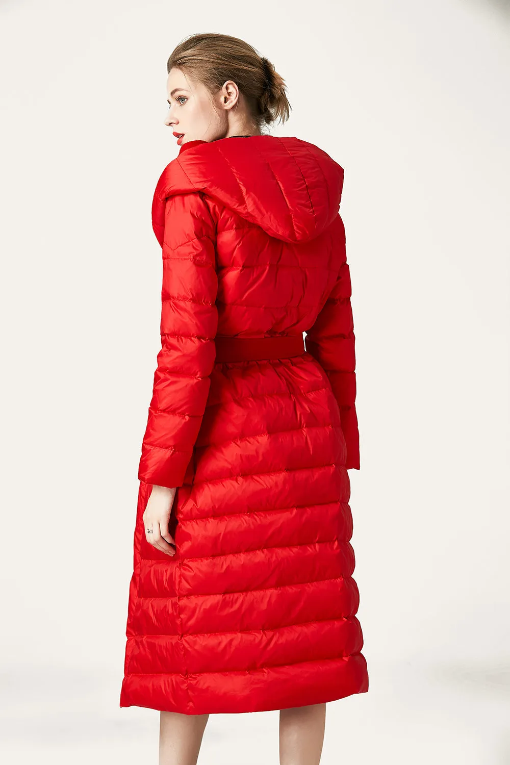 Black Button Quilted Puffer Jacket with Faux Fur Hood