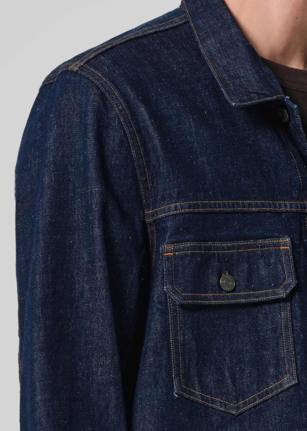 Box Denim Jacket in Crosshatch