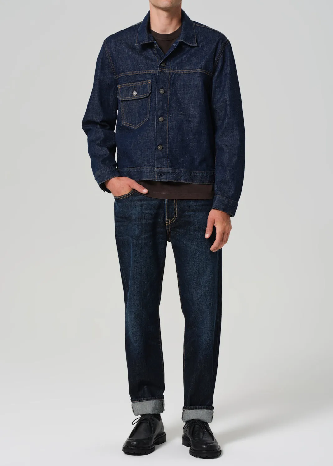 Box Denim Jacket in Crosshatch