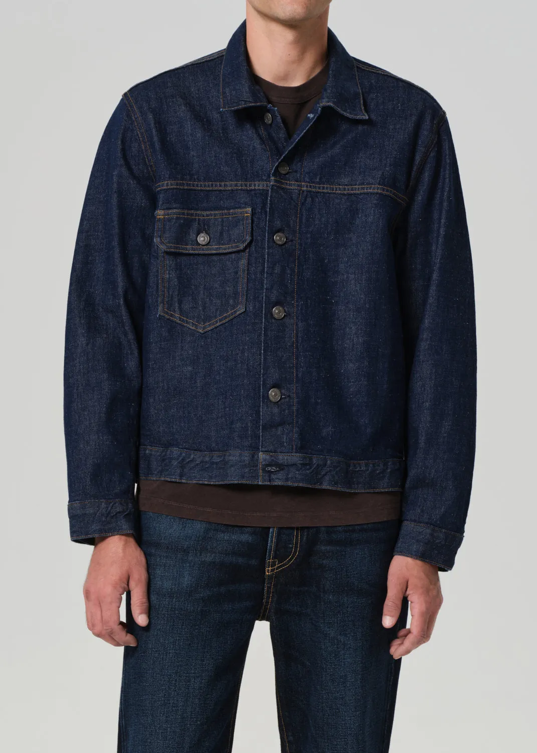 Box Denim Jacket in Crosshatch