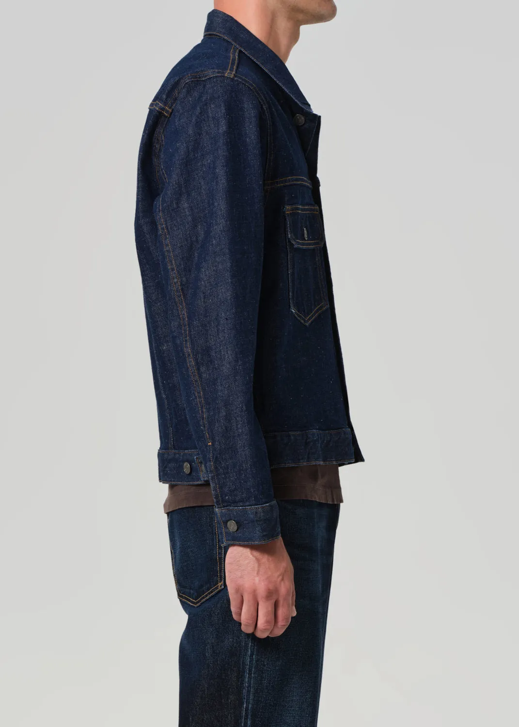 Box Denim Jacket in Crosshatch