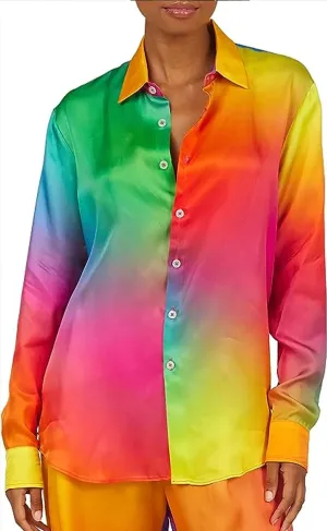 BruceGlen Rainbow Gradient Silk Shirt