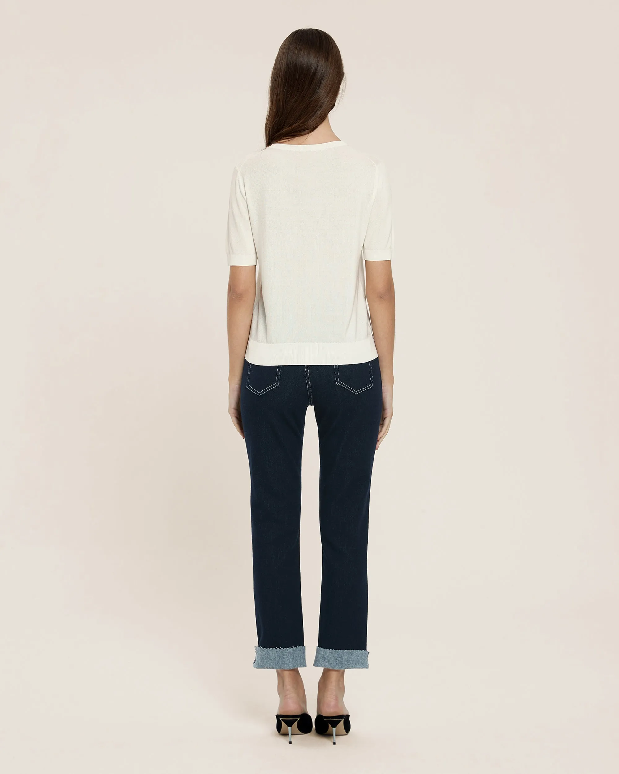 Clearance Crew Neck Silk Knitted T-shirt