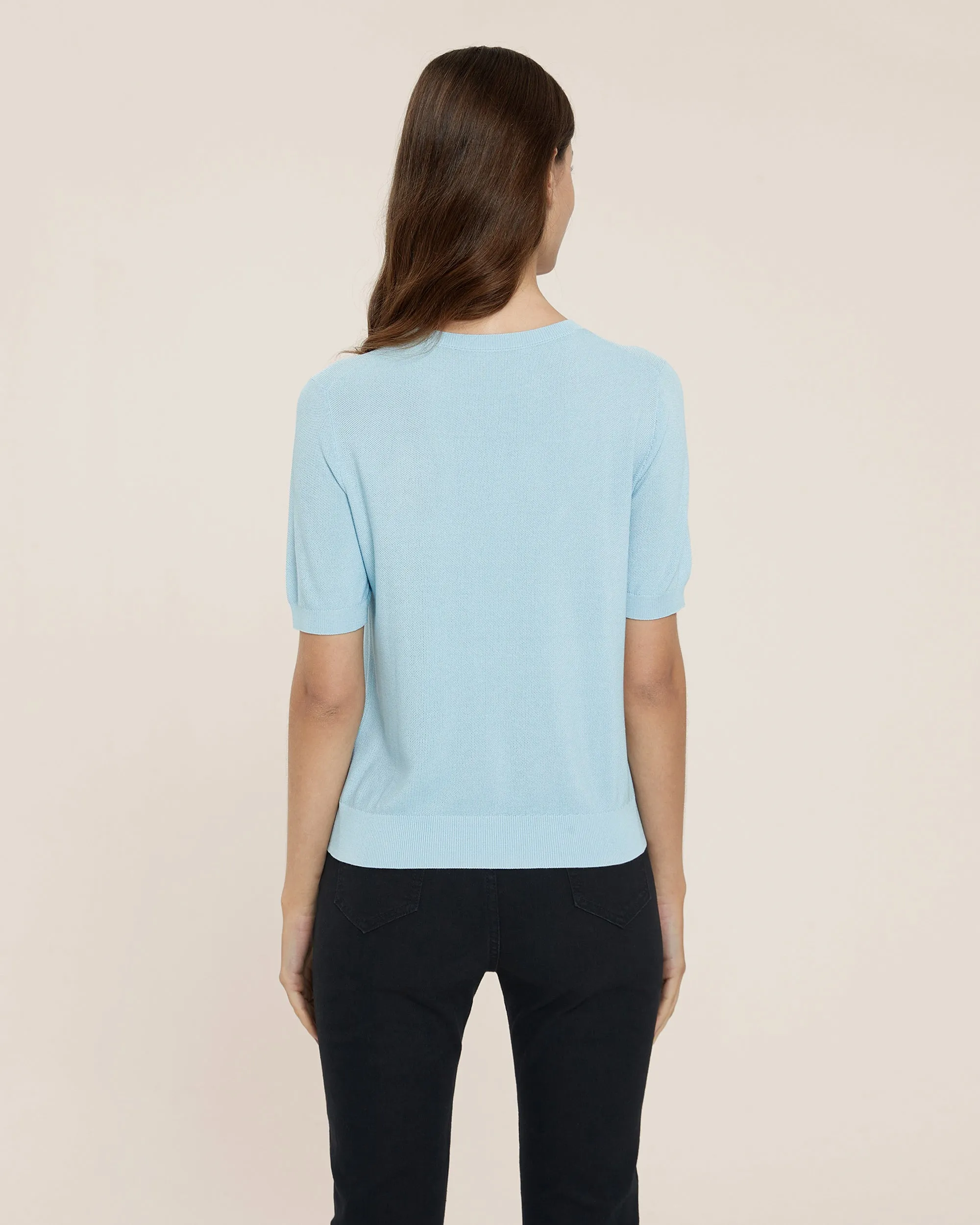 Clearance Crew Neck Silk Knitted T-shirt