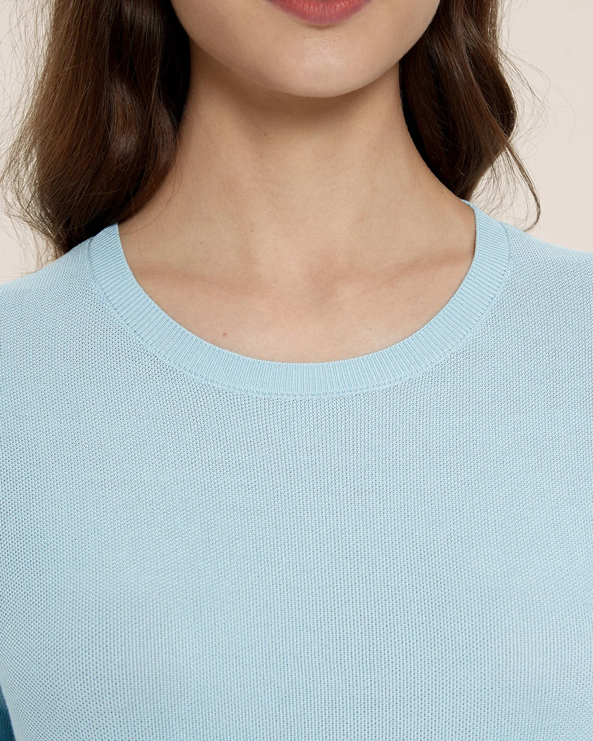 Clearance Crew Neck Silk Knitted T-shirt
