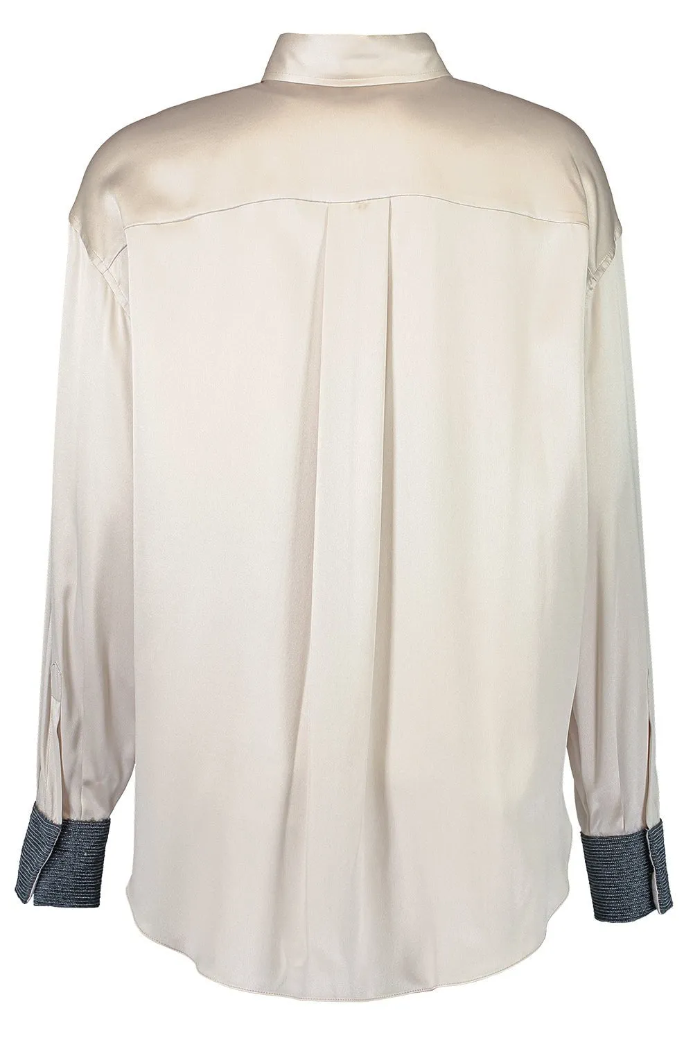 Contrast Cuff Satin Soft Shirt