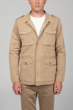 Cotton Fitted Utility Jacket - Stone