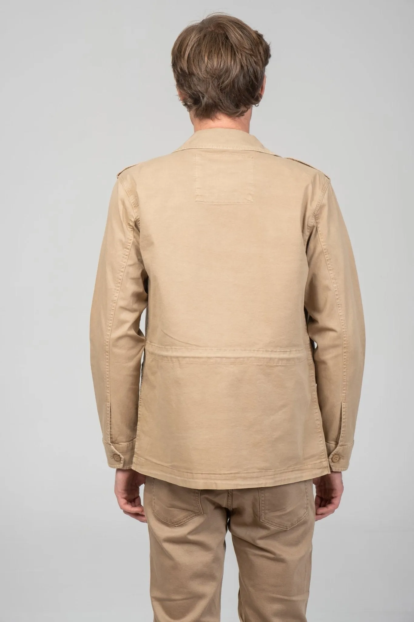 Cotton Fitted Utility Jacket - Stone