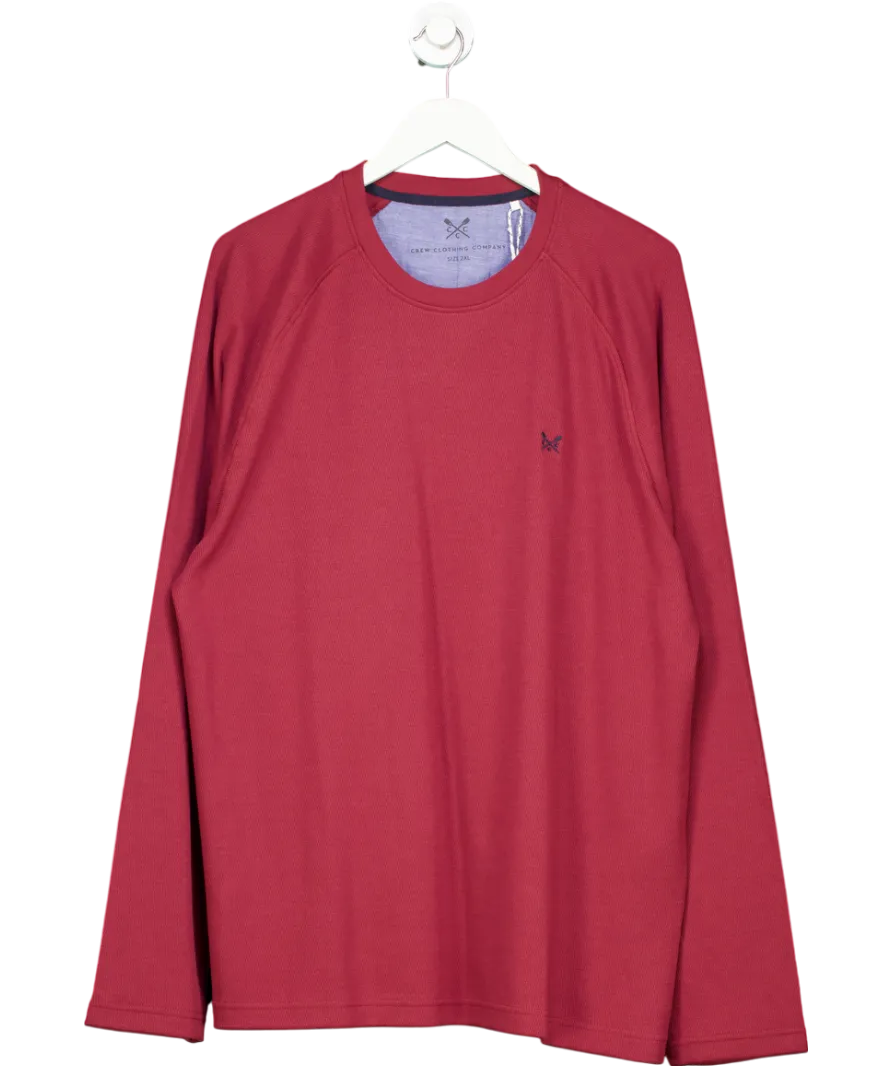 Crew Clothing Burgundy Waffle Crew Neck Long Sleeve Sweater UK XXL