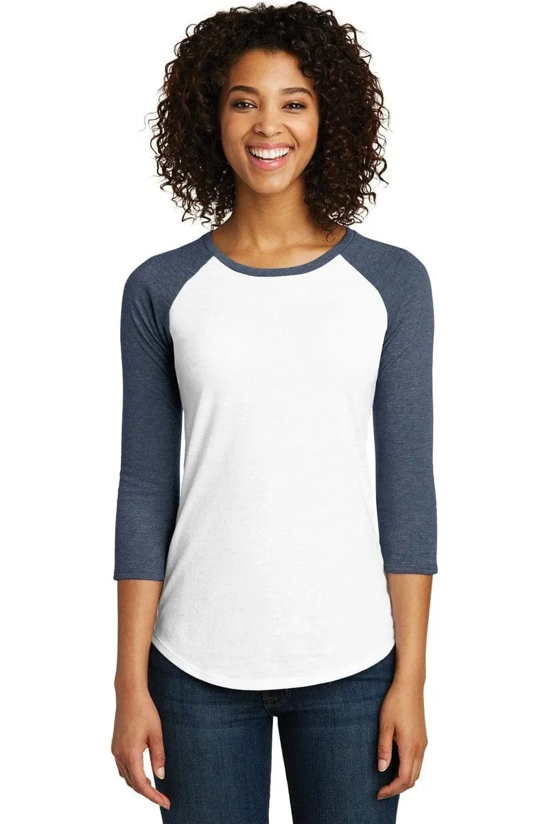 District DT6211: Women's Fitted Very Important Tee, 3/4-Sleeve Raglan