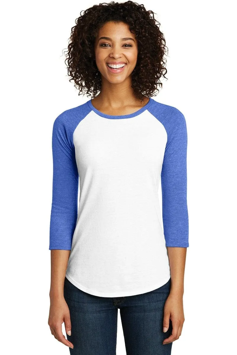 District DT6211: Women's Fitted Very Important Tee, 3/4-Sleeve Raglan