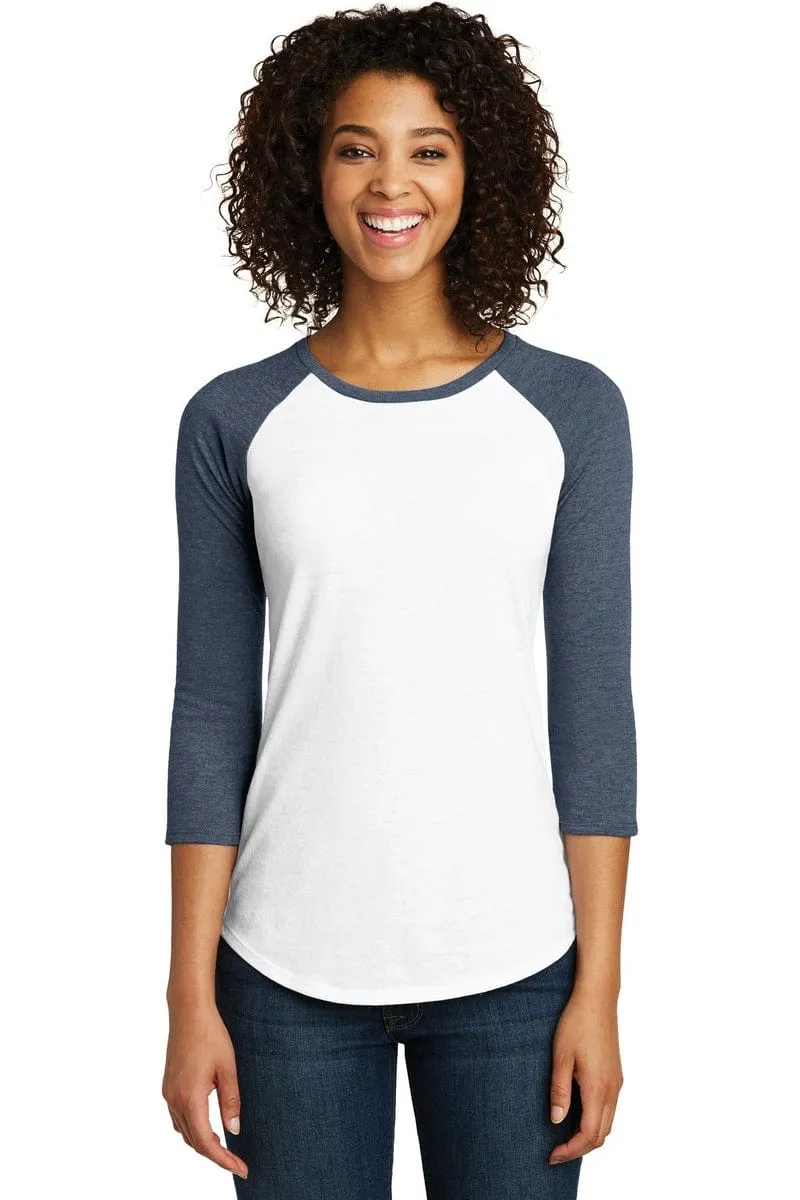 District DT6211: Women's Fitted Very Important Tee, 3/4-Sleeve Raglan