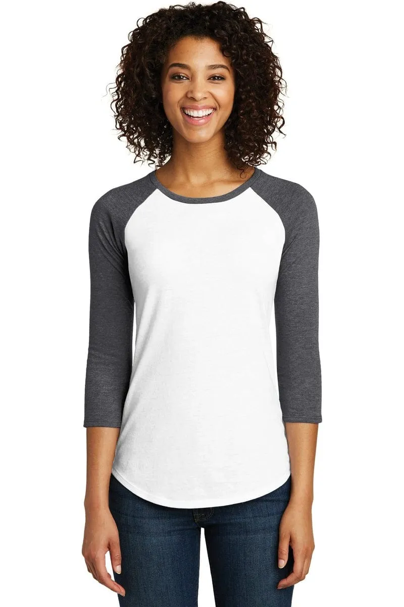 District DT6211: Women's Fitted Very Important Tee, 3/4-Sleeve Raglan