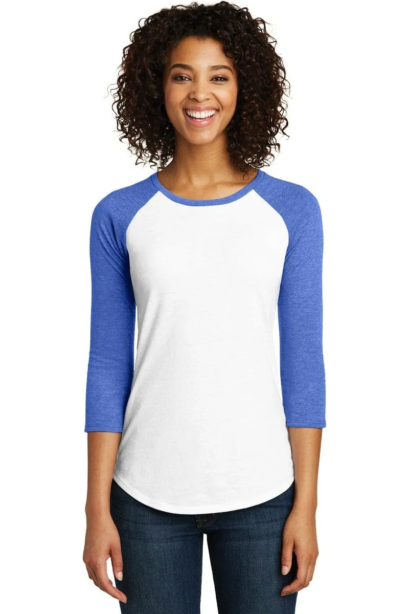 District DT6211: Women's Fitted Very Important Tee, 3/4-Sleeve Raglan
