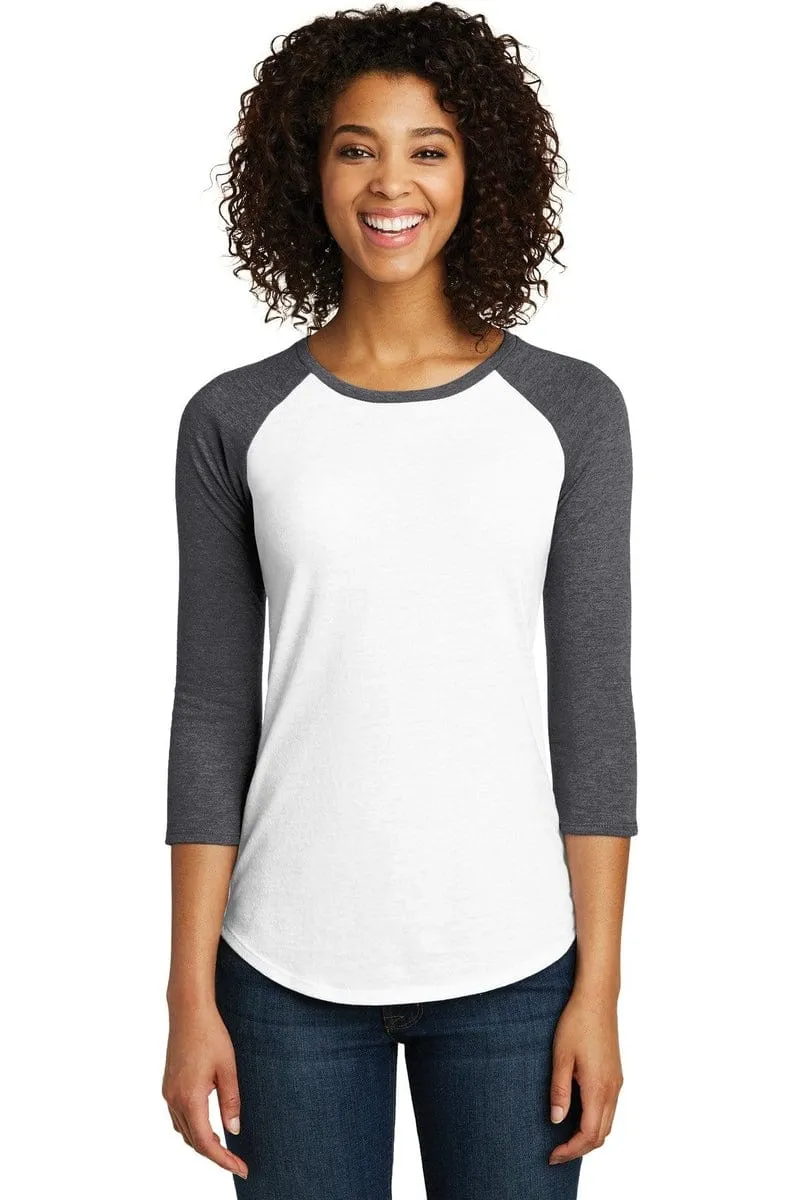 District DT6211: Women's Fitted Very Important Tee, 3/4-Sleeve Raglan
