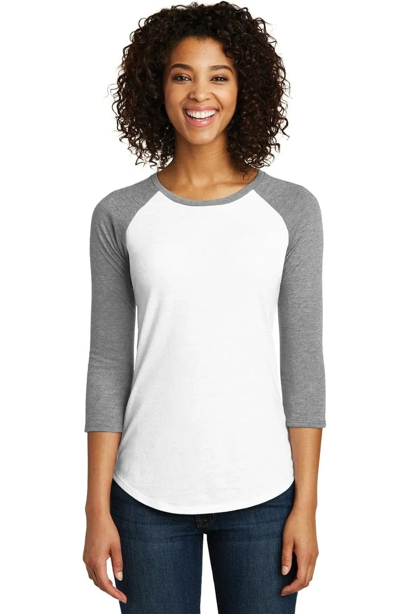District DT6211: Women's Fitted Very Important Tee, 3/4-Sleeve Raglan