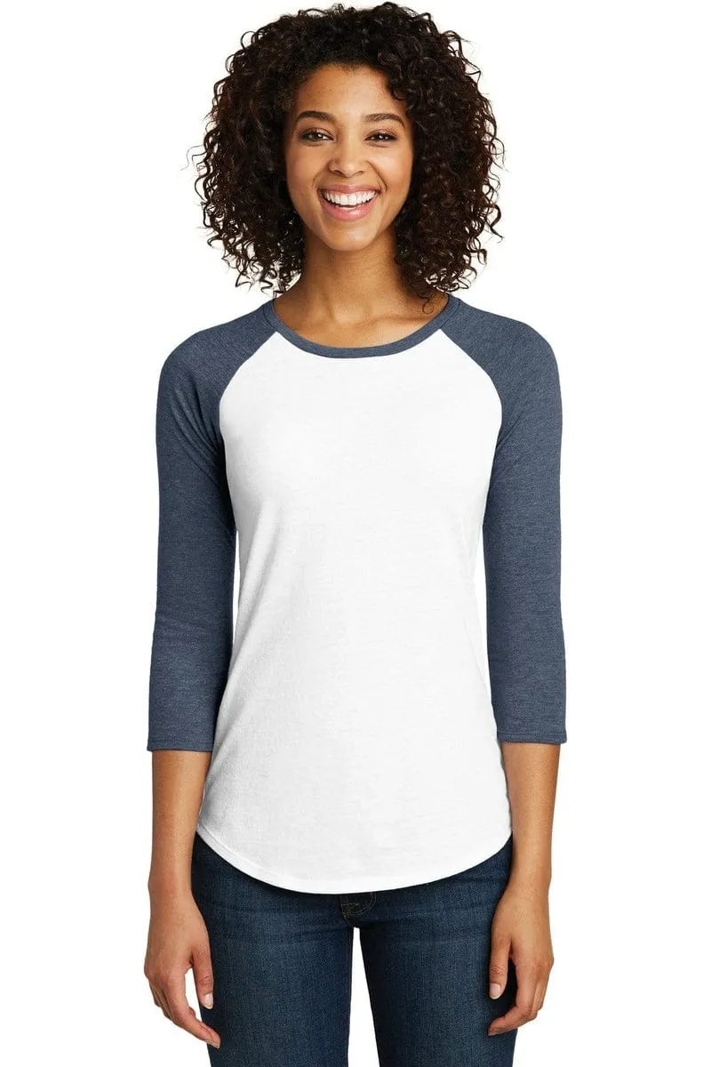 District DT6211: Women's Fitted Very Important Tee, 3/4-Sleeve Raglan
