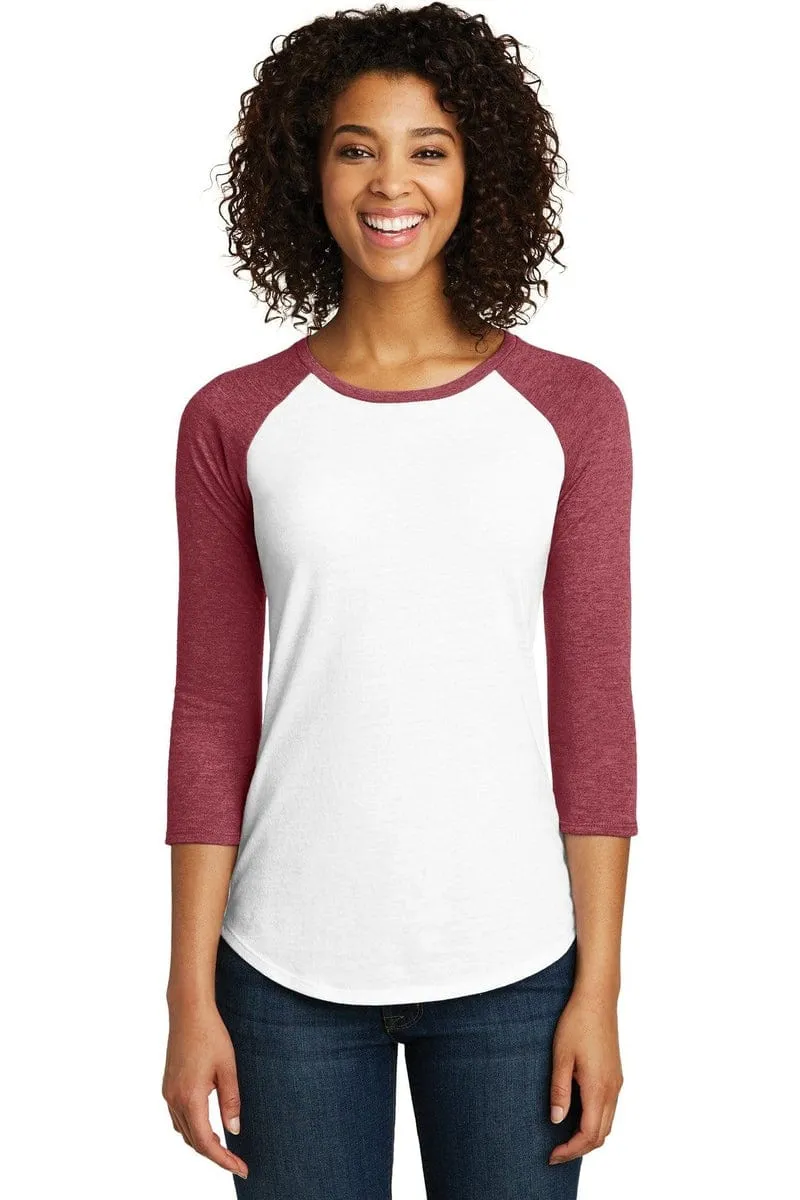District DT6211: Women's Fitted Very Important Tee, 3/4-Sleeve Raglan