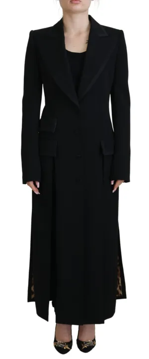 Dolce & Gabbana Black Single Breasted Coat Polyester Jacket