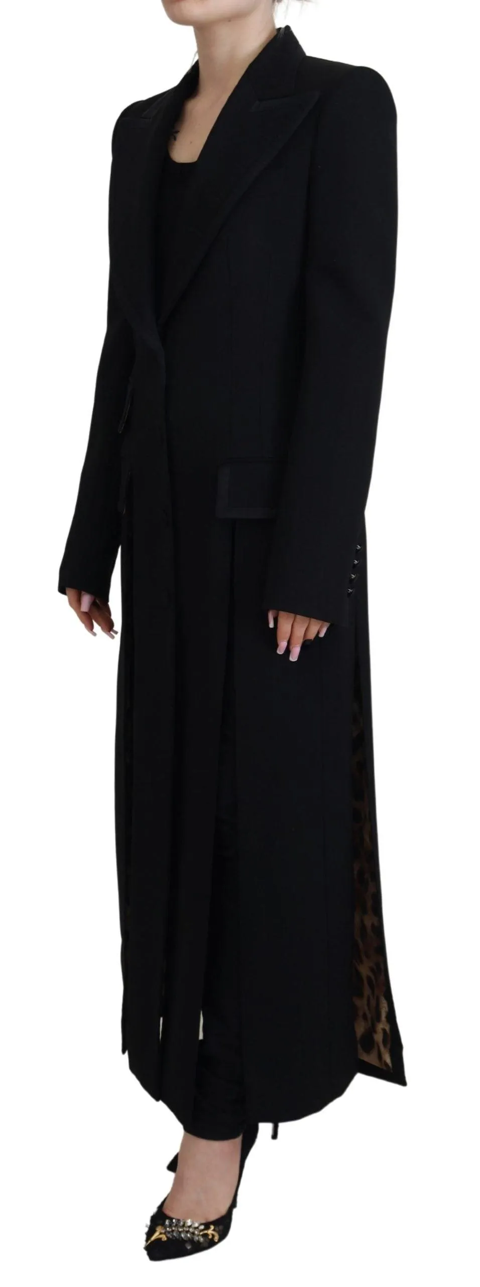 Dolce & Gabbana Black Single Breasted Coat Polyester Jacket