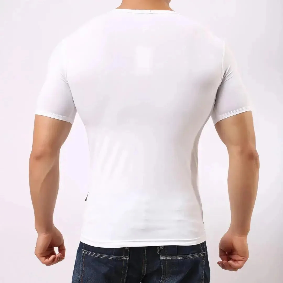 DomiGe Men's High-Stretch Short Sleeve Shirt Undershirt