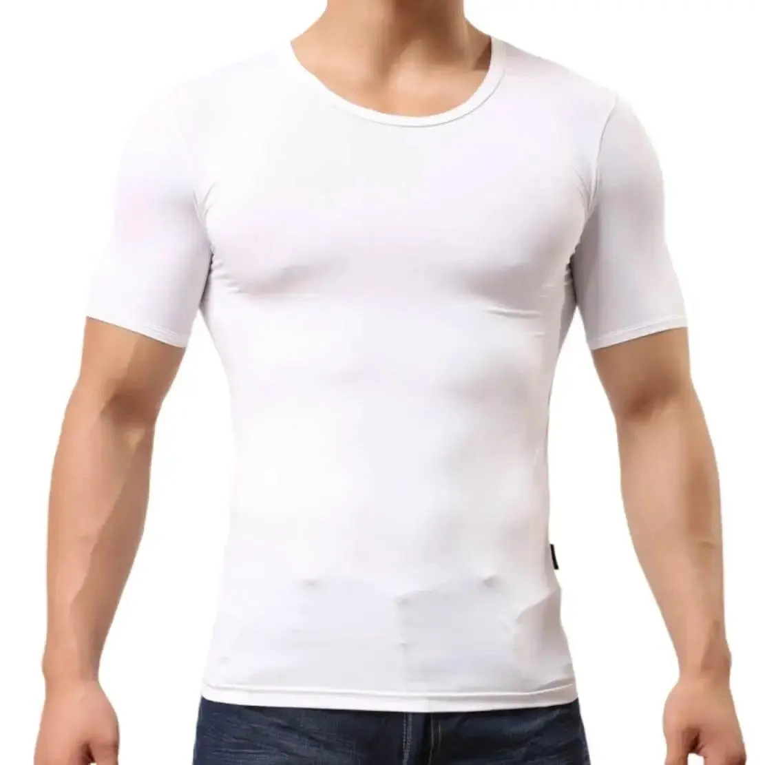 DomiGe Men's High-Stretch Short Sleeve Shirt Undershirt