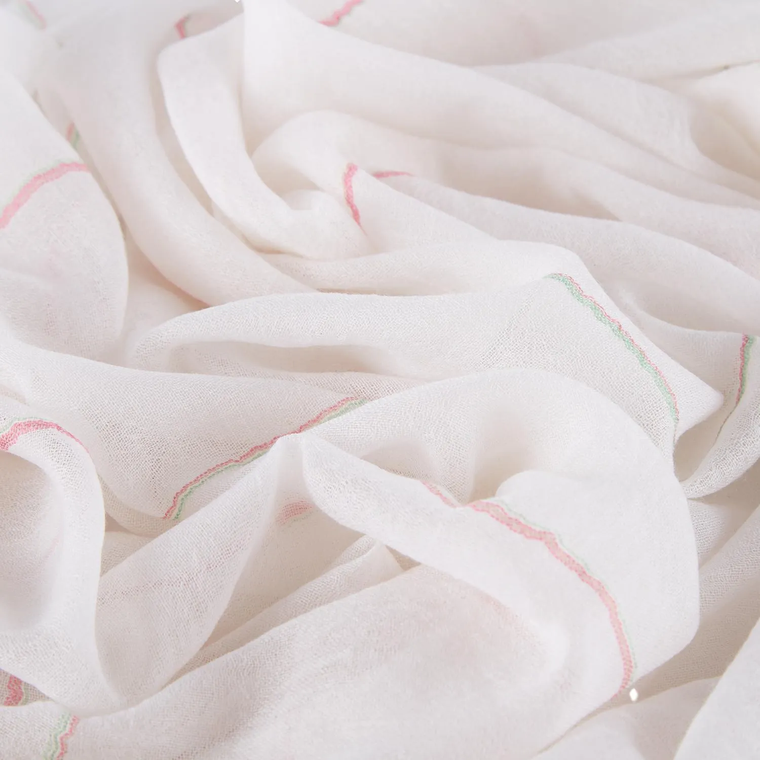 Extra Wide 100% Cashmere Scarf & Wrap White Theme Stripes Print CSH252