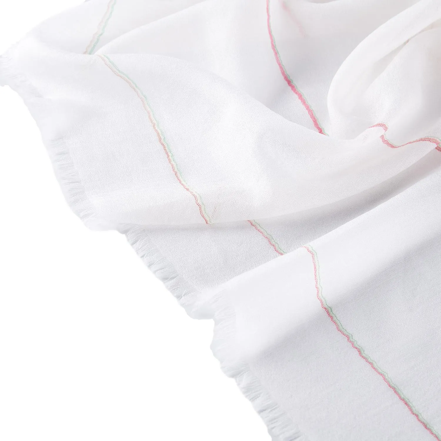 Extra Wide 100% Cashmere Scarf & Wrap White Theme Stripes Print CSH252