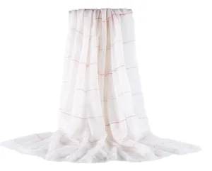 Extra Wide 100% Cashmere Scarf & Wrap White Theme Stripes Print CSH252
