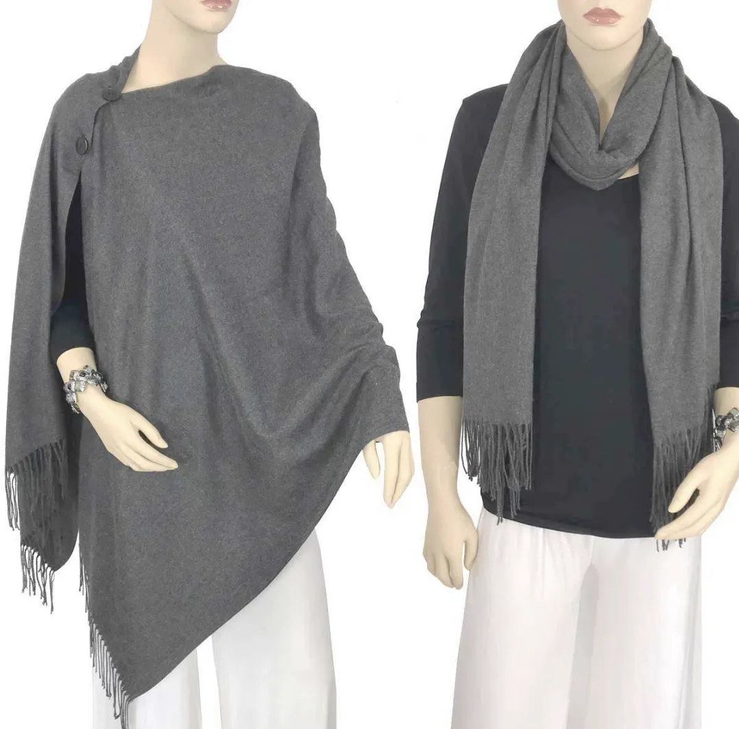 Grey Button Shawl