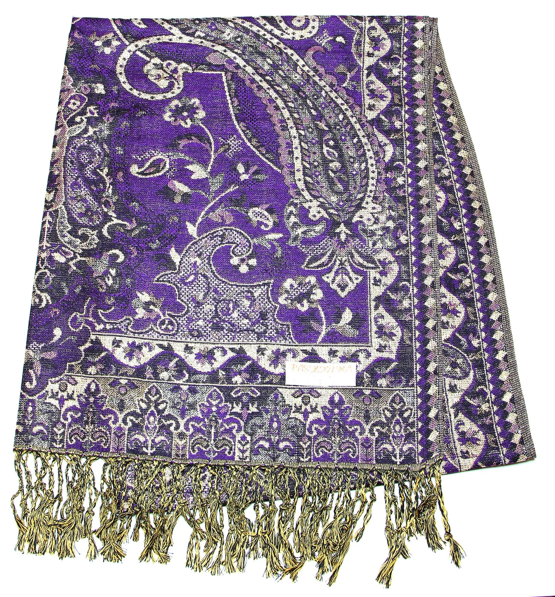 Hand Made Pashmina Shawl Scarf Flower in Grape