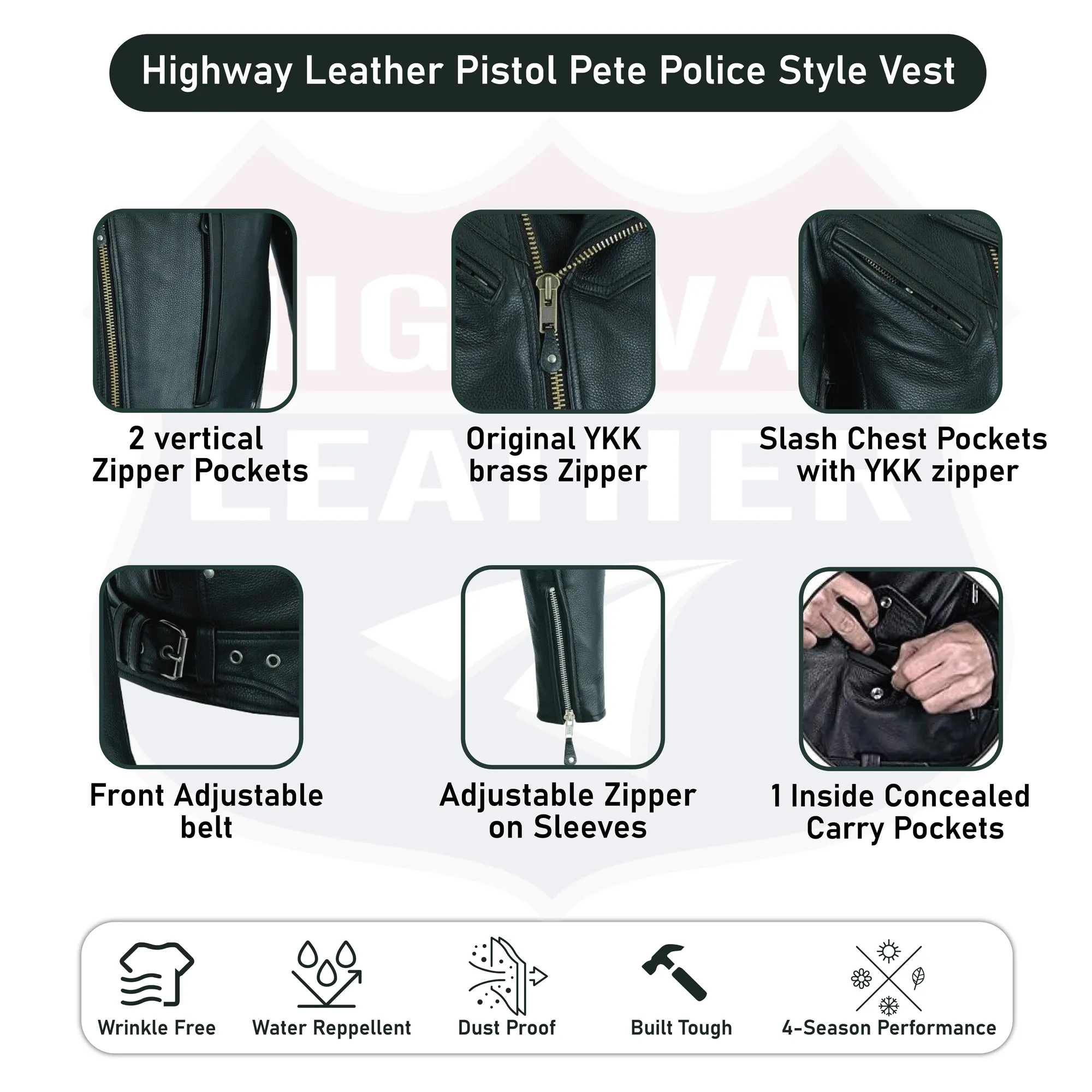 HL10286NKD Highend Men's Pistol Pete Leather Jacket