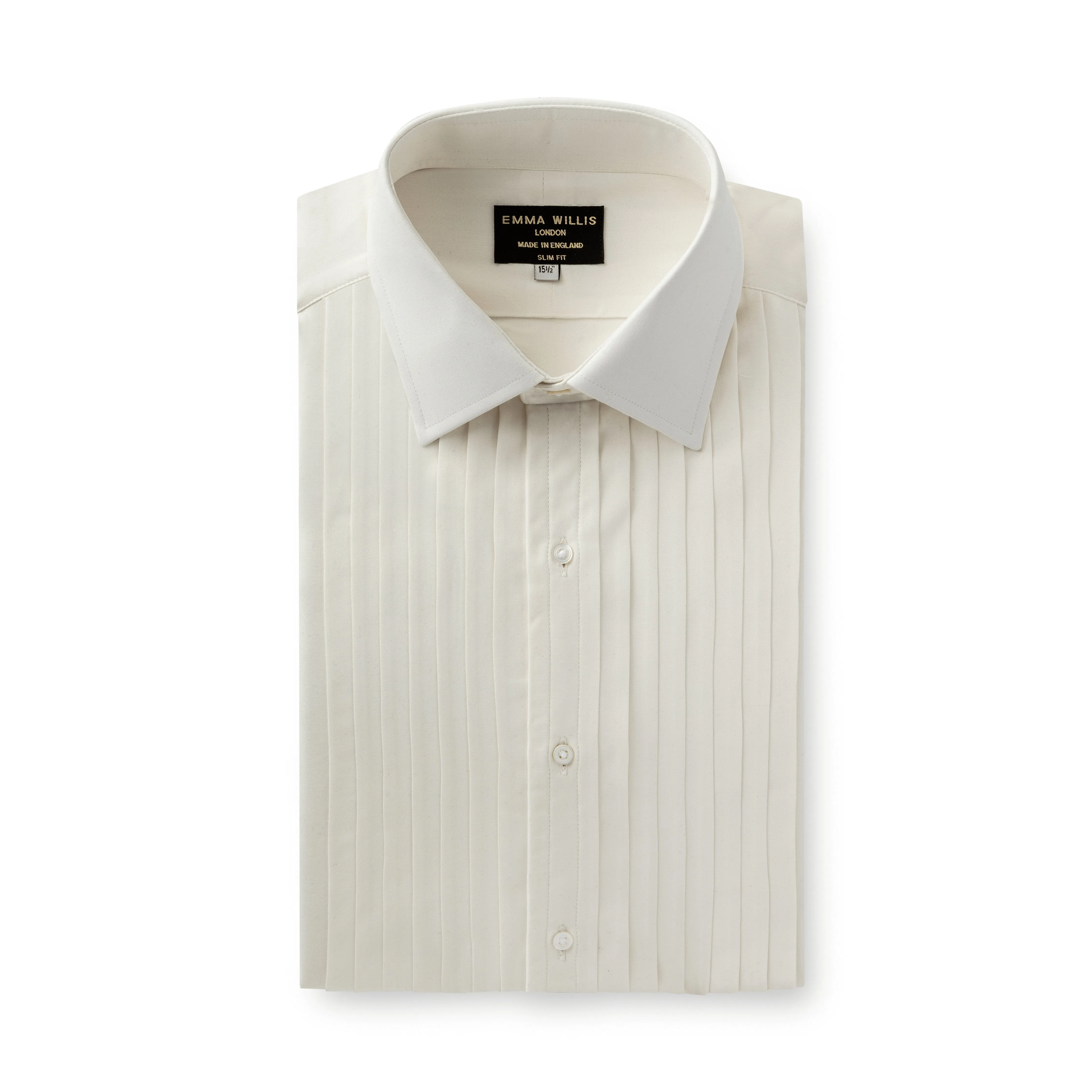 Ivory Silk Pleated Bib Evening Shirt