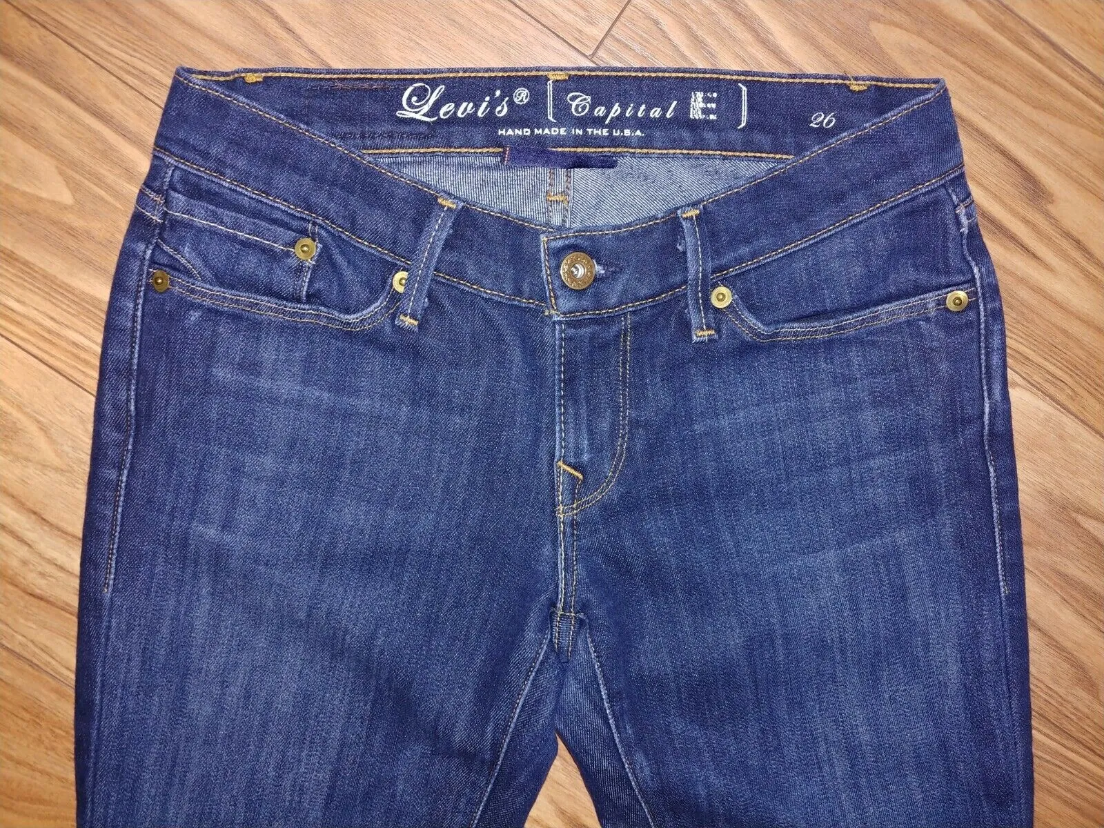 Levis Preloved Capital E Skimmer Slim Skinny Dark Wash Denim Jeans Size 26