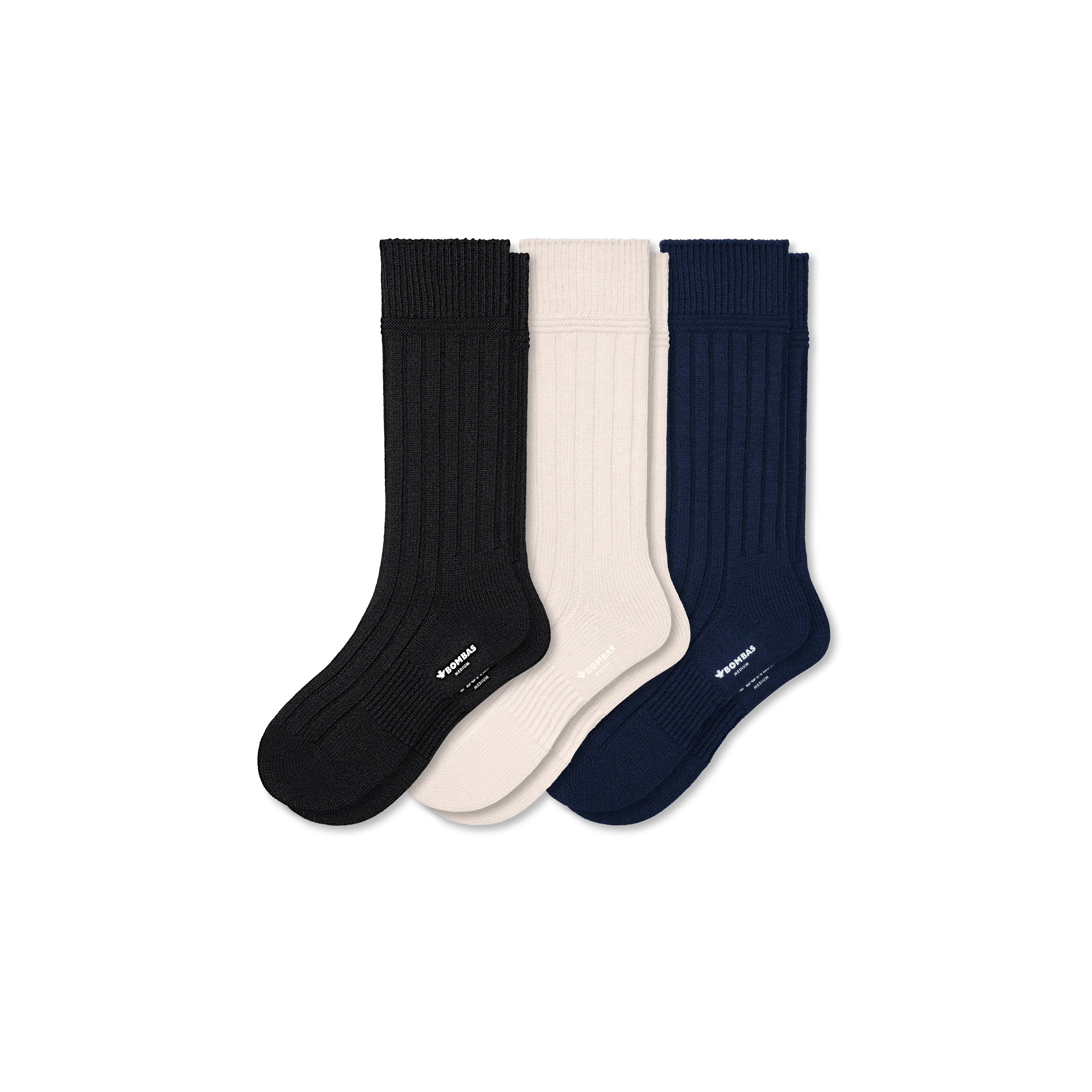 Men's Merino Cashmere Blend Rib Calf Sock 3-Pack