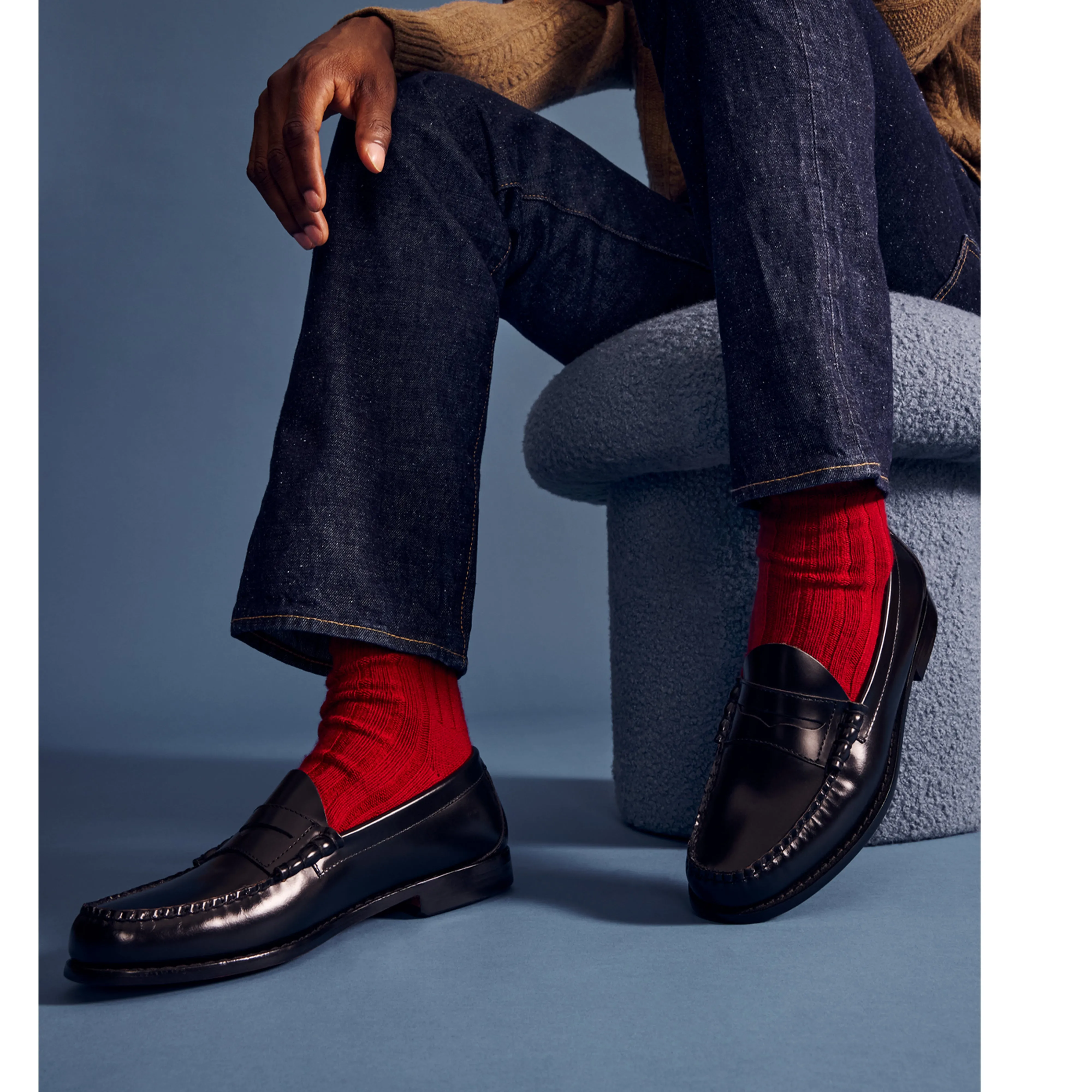 Men's Merino Cashmere Blend Rib Calf Socks