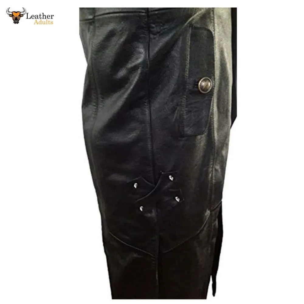 Mens REAL Black Leather Goth Matrix Trench Coat Steampunk Gothic T24