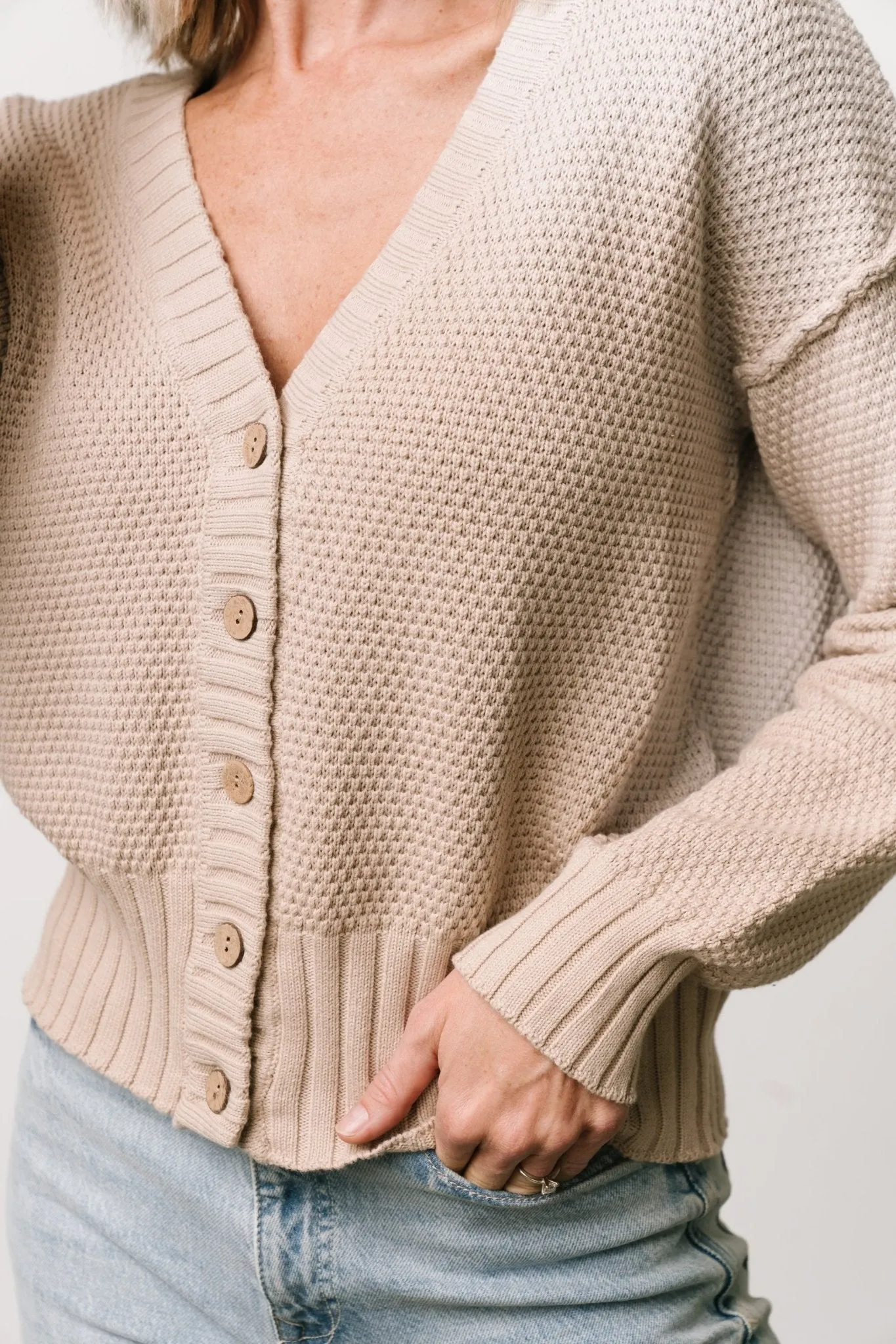 Milo Waffle Knit Cardigan | Natural