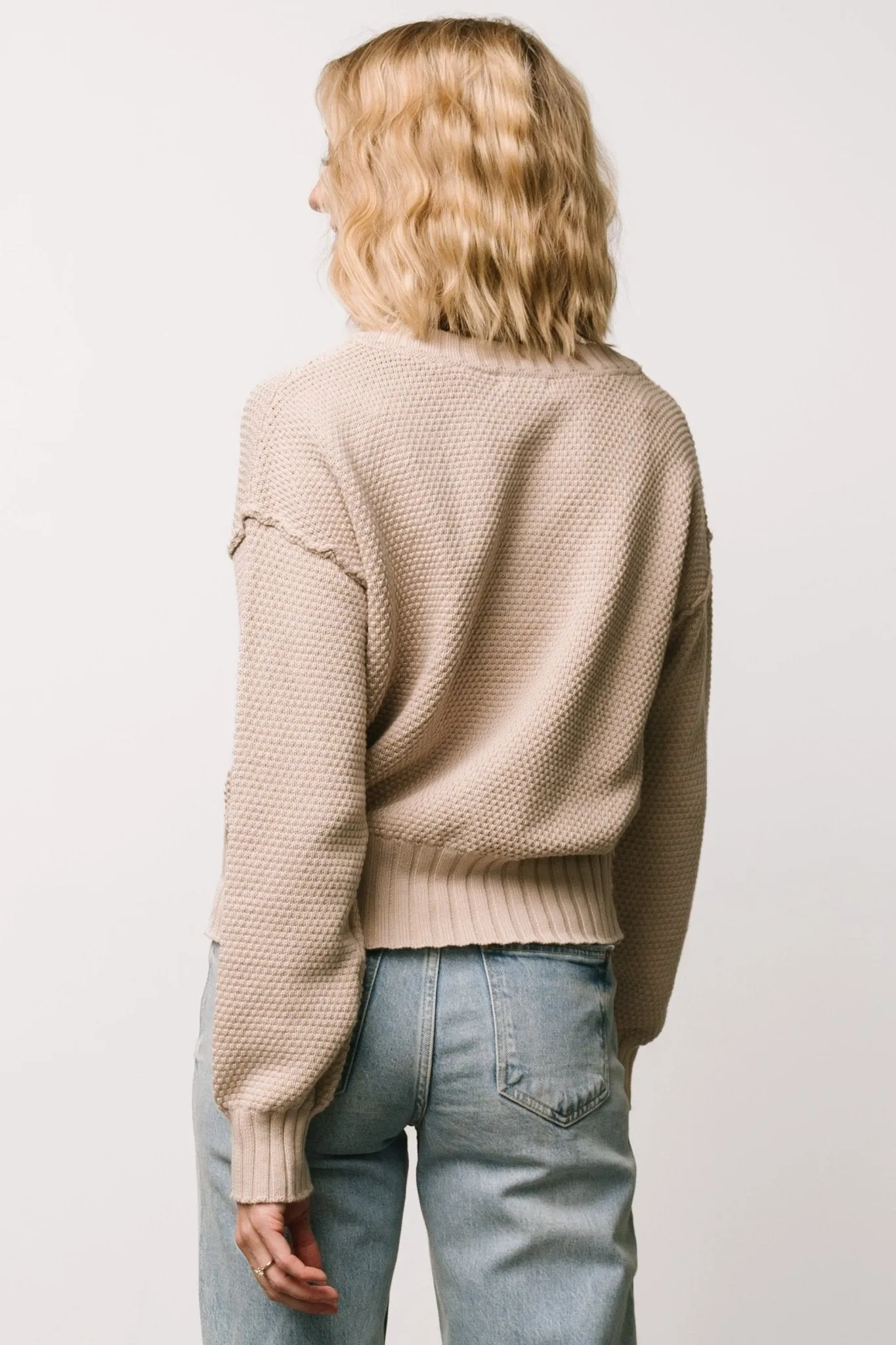 Milo Waffle Knit Cardigan | Natural