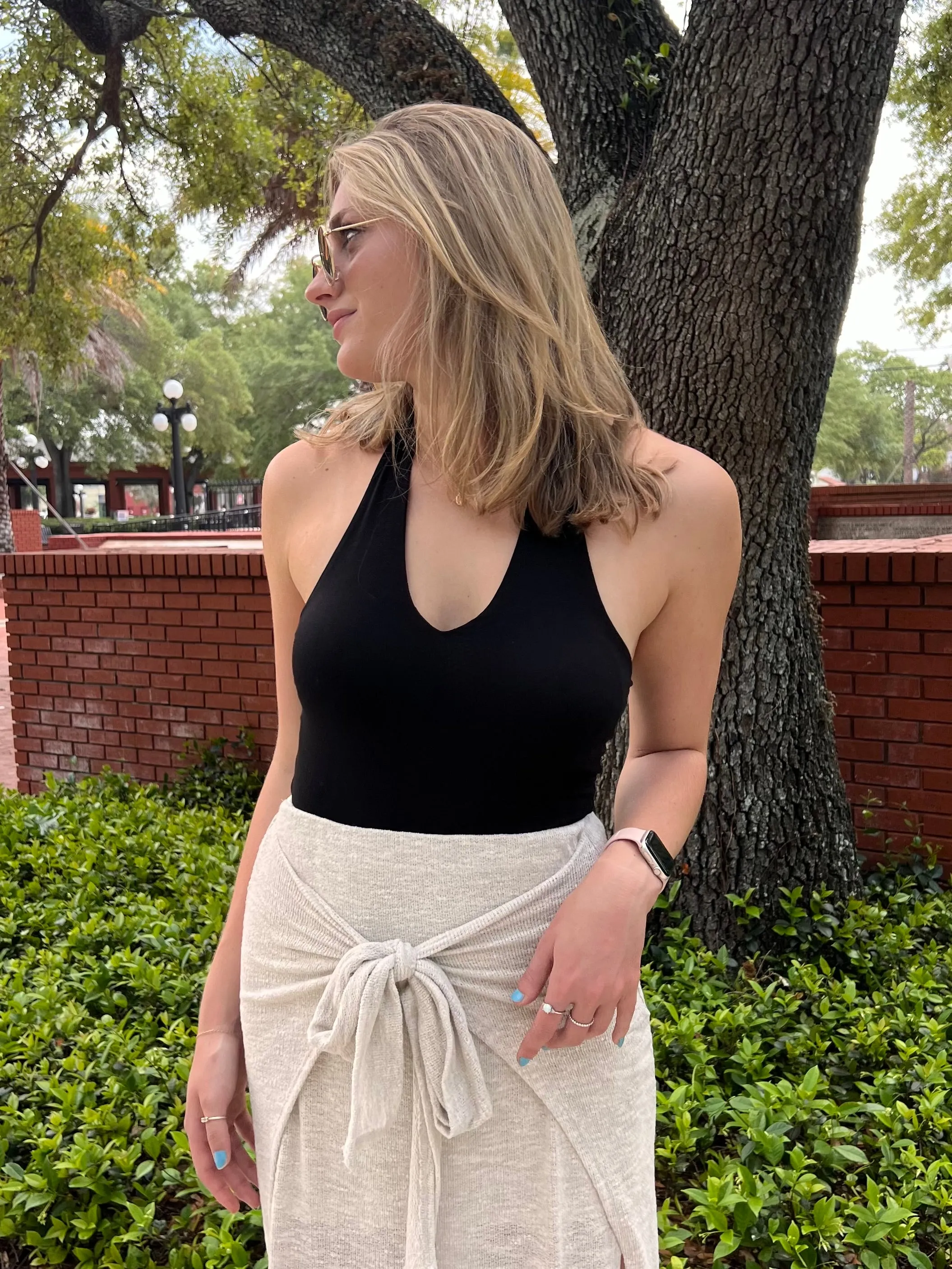 MYA HALTER NECK BODYSUIT IN BLACK