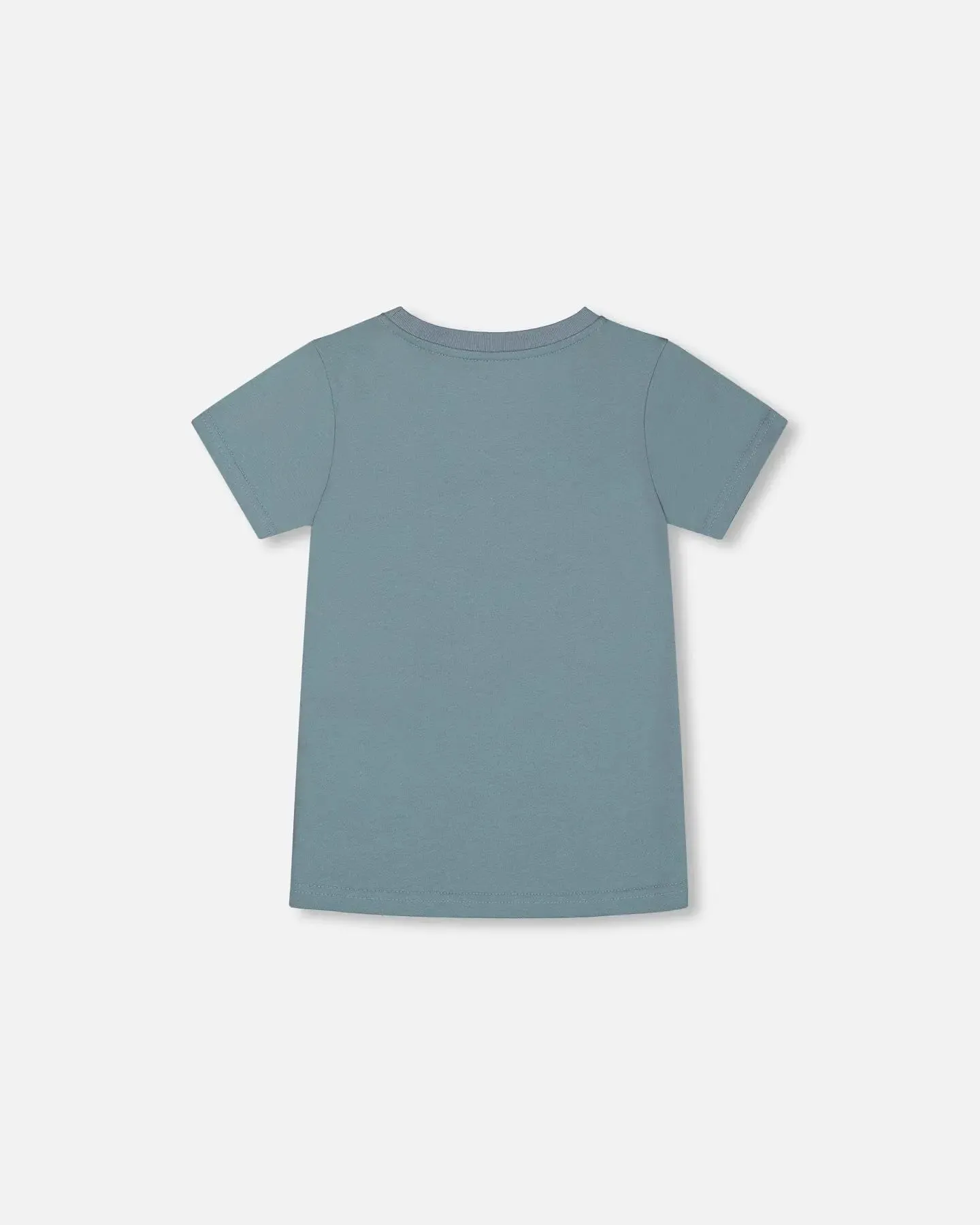 Organic Cotton Graphic Tee Grayish Teal And Robot