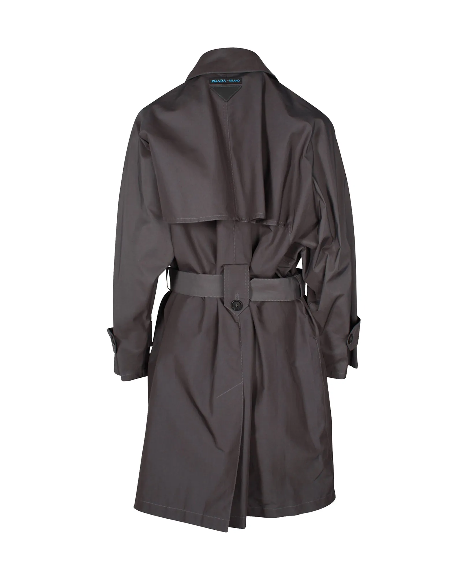 Prada Belted Trench Coat in Grey Cotton
