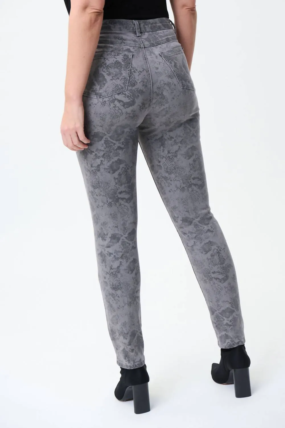 Printed Embellished Jeans In Grey