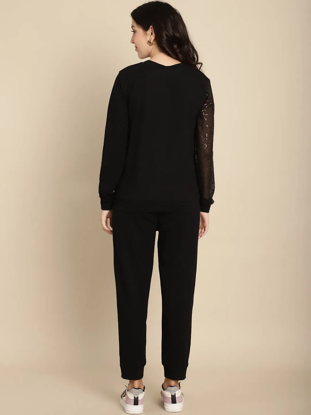 Sequined Cut-Out Sweatshirt Jogger Set